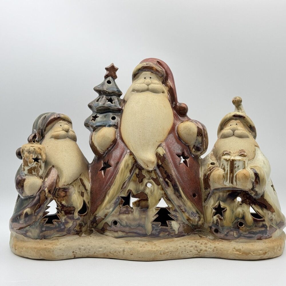 Ceramic Santa Claus Christmas lighted centerpiece three figures Kirkland